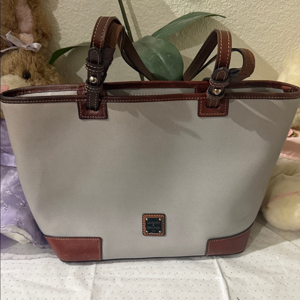 Dooney & Bourke Cream and Brown Tote Bag